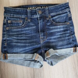 American Eagle Outfitters High Waist Denim Shorts - Blue